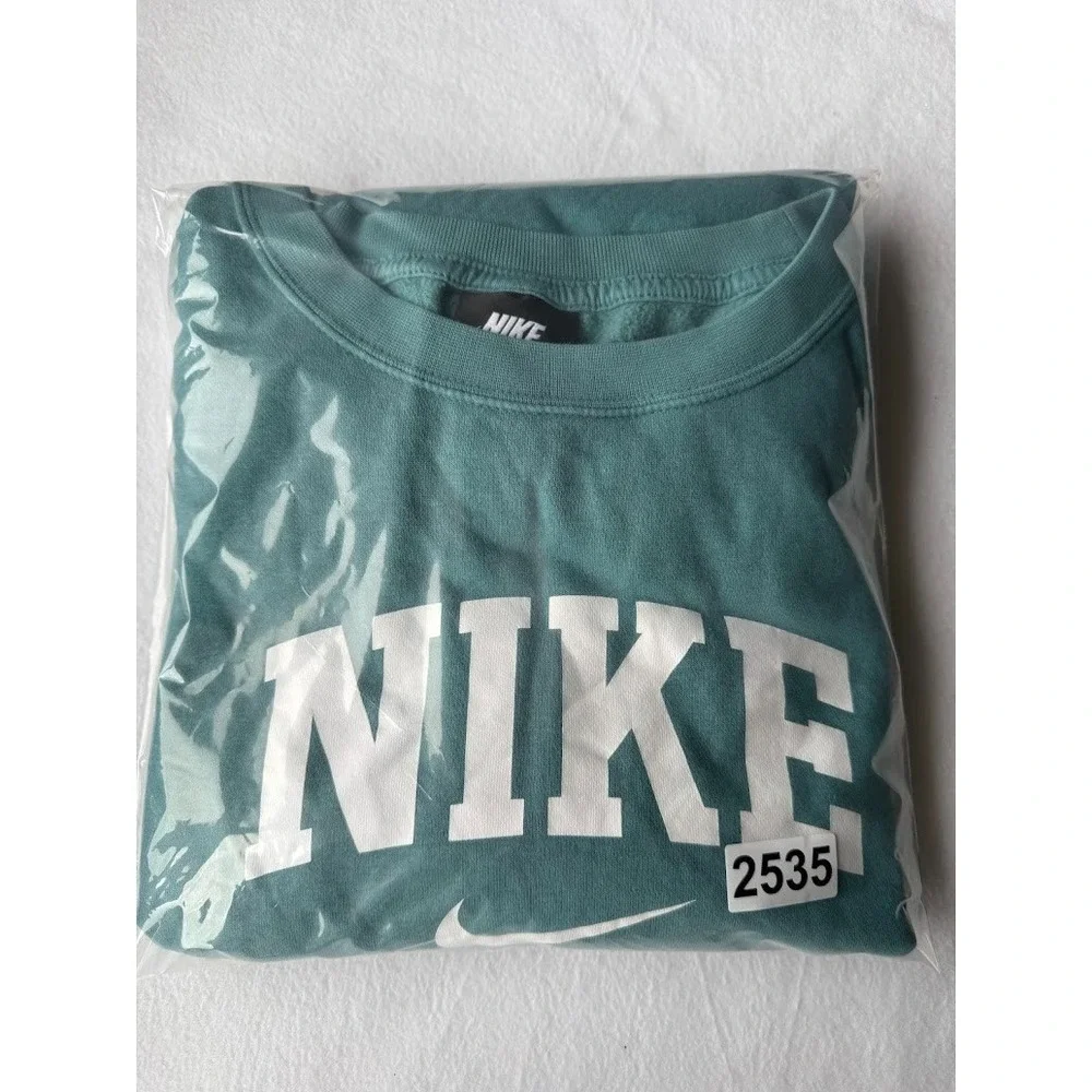 Nike Sweatshirt Men 2X Green Crew Neck Big Logo Pullover Casual Long Sleeve - Picture 13 of 13
